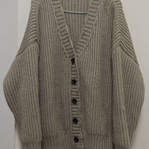 Elegant Beige Button-Up Women's Cardigan